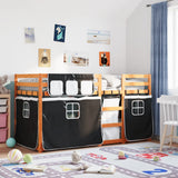 Bunk Bed without Mattress White&Black 90x200 cm Solid Wood Pine 3283946