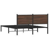 Metal Bed Frame without Mattress Brown Oak 137x190 cm 4007764