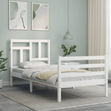 Bed Frame without Mattress White Single Solid Wood 3194927