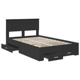 Bed Frame with Headboard Black 135 x 190 cm Engineered Wood 3408273