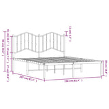 Metal Bed Frame without Mattress with Headboard Black 150x200cm 373791