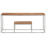 Coffee Table Silver Stainless Steel and Solid Wood Acacia 350023