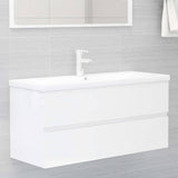 ZNTS Sink Cabinet with Built-in Basin High Gloss White Engineered Wood 3071573