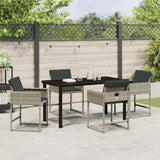 Garden Dining Set with Cushion 5 pcs Light Grey Poly Rattan 3380025