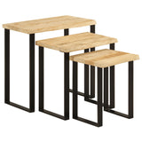 Nesting Tables 3 pcs with Live Edge Solid Wood Mango 372762