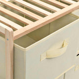 246439 Storage Rack with 6 Fabric Baskets Cedar Wood Beige