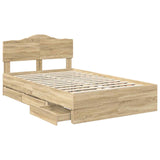 Bed Frame with Drawer Sonoma Oak 120 x 190 cm Engineer Wood 3413028
