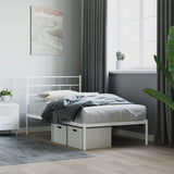 Metal Bed Frame without Mattress with Headboard White 90x200cm 355701
