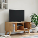 TV Cabinet OLDEN Grey and Brown 114x43x57 cm Solid Wood Pine 358601