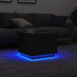 Coffee Table with LED Lights Black Oak 50x50x40 cm 862259