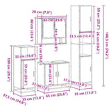 ZNTS 4 Piece Bathroom Furniture Set Smoked Oak Engineered Wood 3301217