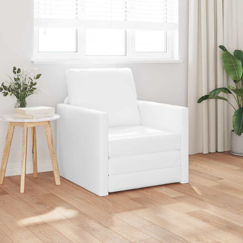 Floor Sofa Bed with Cushion White 74 x 77 x 81 cm Faux leather 4106636