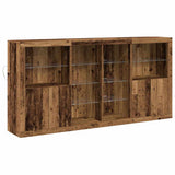 LED Sideboard 3 pcs Old Wood 202 x 37 x 100 cm Engineered Wood 3333126
