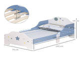 Toddler Bed Frame, Kids Bedroom Furniture for Boys Girls with Safe Guardrails, Low Junior Blue T3398P347667
