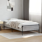 ZNTS Bed Frame Grey Sonoma 75x190 cm Small Single Engineered Wood and Metal 844994