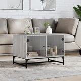 Coffee Table with Glass Doors Grey Sonoma 68.5x50x50 cm 836544