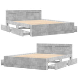 Bed Frame with Headboard without Mattress Concrete Grey 150x200 cm King Size 3295558