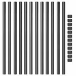 Fence Posts 12 pcs Grey 120 cm Powder-coated steel 42012760