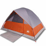 Camping Tent Dome 4-Person Grey and Orange Waterproof 94701