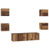 TV Cabinet Set Wall-mounted 6 pcs Old Wood Engineered Wood 3393141