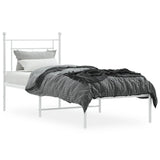 Metal Bed Frame without Mattress with Headboard White 80x200cm 374379