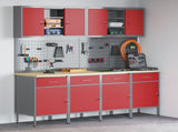 Work Cabinet with Drawer 10 pcs Red Engineered Wood and Steel 3321485