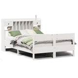 Bookcase Bed without Mattress White 135x190cm Double Solid Wood Pine 3323042