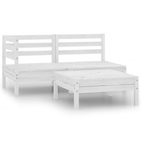 ZNTS 3 Piece Garden Lounge Set Solid Pinewood White 806598