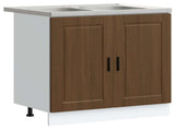 Sink Base Cabinet with Door Porto 2 pcs Brown Engineered wood 3315028