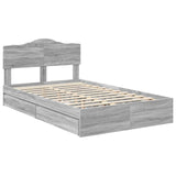Storage Bed Grey Sonoma 135 x 190 cm Engineered Wood 3413108