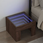 ZNTS Bedside Table with Infinity LED Brown Oak 40x40x30 cm 3284076