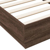 Bed Frame without Mattress with LED Lights Brown Oak 75x190 cm Small Single 839552