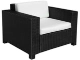 Single Seater Rattan Chair Sofa with 10 cm Thick Padded Cushion, All-Weather PE Wicker Weave Garden T3398P314708