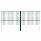 Fence Panel with Posts Iron 349x120 cm Green 278662