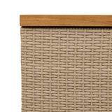 Garden Storage Box Beige 110x55x63 cm Poly Rattan Acacia Wood 366287