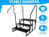 RV Step 3 Step Ladder, RV Step with Handrails, Heavy Duty RV Stairs with Anti-Slip Pedal Hot Tub 91120052