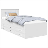 Daybed with Drawer White and Black 100 x 200 cm Engineered Wood 3408515