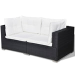 5 Piece Garden Lounge Set with Cushions Poly Rattan Black 42740