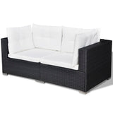 5 Piece Garden Lounge Set with Cushions Poly Rattan Black 42740