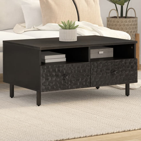 ZNTS Coffee Table Black 80x54x40 cm Solid Wood Mango 356832