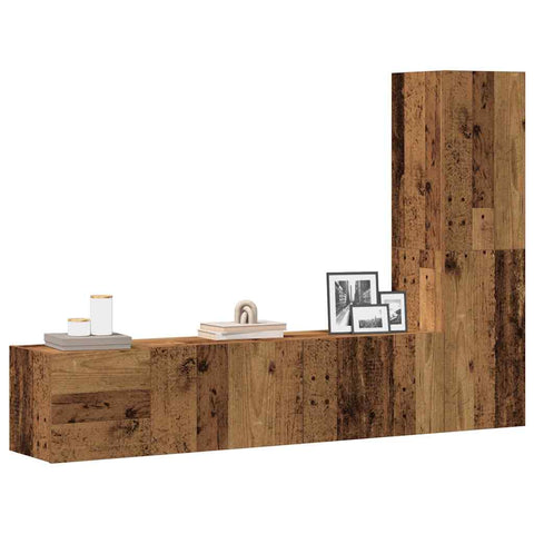 Wall Mounted TV cabinets 3 pcs Old Wood Engineered Wood 3328961