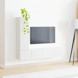 TV Cabinet Set 3 pcs High Gloss White Engineered Wood 3408992