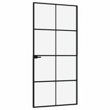 Interior Door Black 93x201.5 cm Tempered Glass&Aluminium 153664