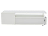 High Gloss Coffee Table with Open Storage, LED lights, Centre Table with 2 drawers, Sofa Side Table, N605P368348W