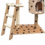 Cat Tree with Sisal Scratching Posts 150 cm Paw Prints Beige 170488