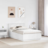 Bed Frame with Headboard White 135 x 190 cm Engineered Wood 3408173