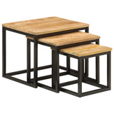 Nesting Coffee Tables 3 pcs Solid Wood Mango and Iron 358569