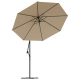 Cantilever Garden Parasol with LED Lights and Steel Pole 300 cm Taupe 44522
