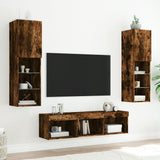 5 Piece TV Wall Units with LED Smoked Oak Engineered Wood 3216608
