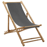 Deck Chair Dark Grey Bamboo and Canvas Standard 313018